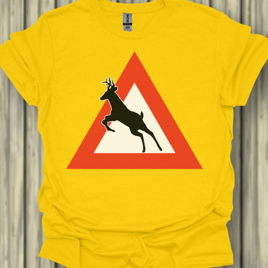 Panneau danger cerf T-shirt tendance 