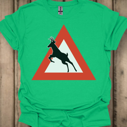 Panneau danger cerf T-shirt tendance 