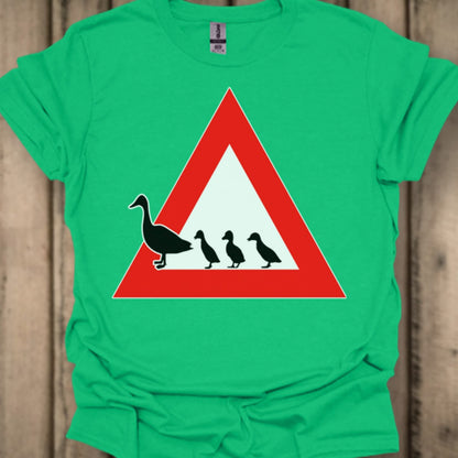 Waarschuwingsbord eendjes trendy T-shirt