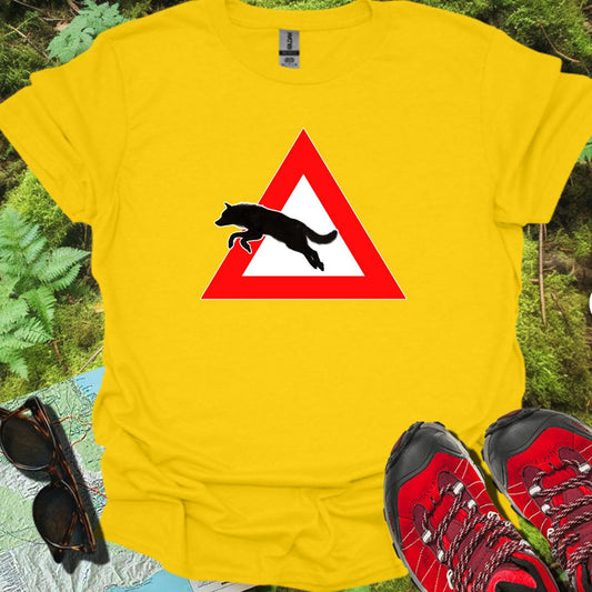 Panneau danger loup T-shirt tendance