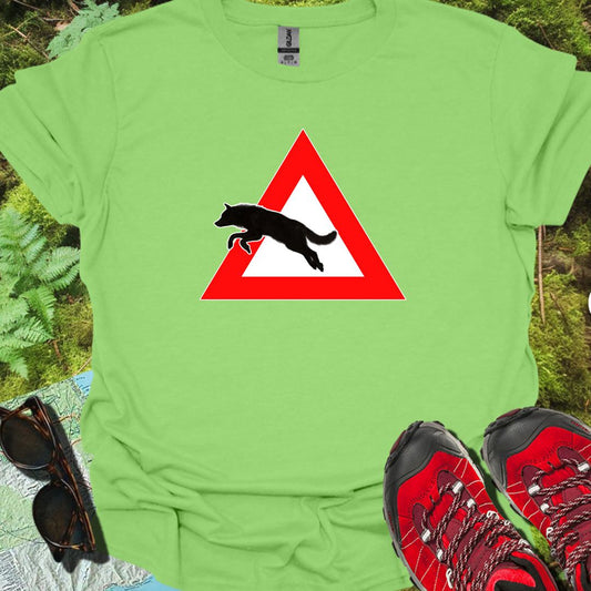 Panneau danger loup T-shirt tendance