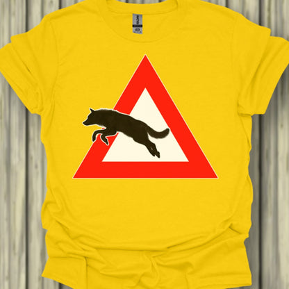 Waarschuwingsbord wolf trendy T-shirt
