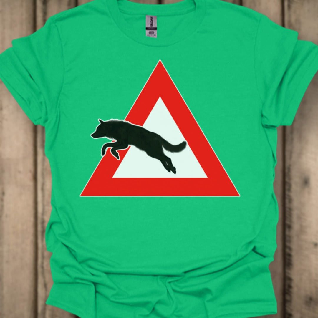 Waarschuwingsbord wolf trendy T-shirt