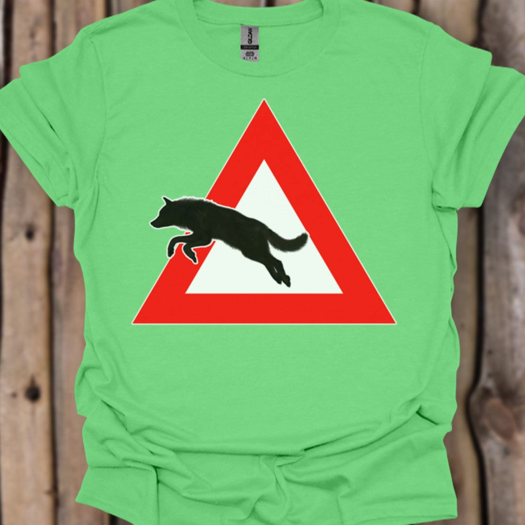 Waarschuwingsbord wolf trendy T-shirt