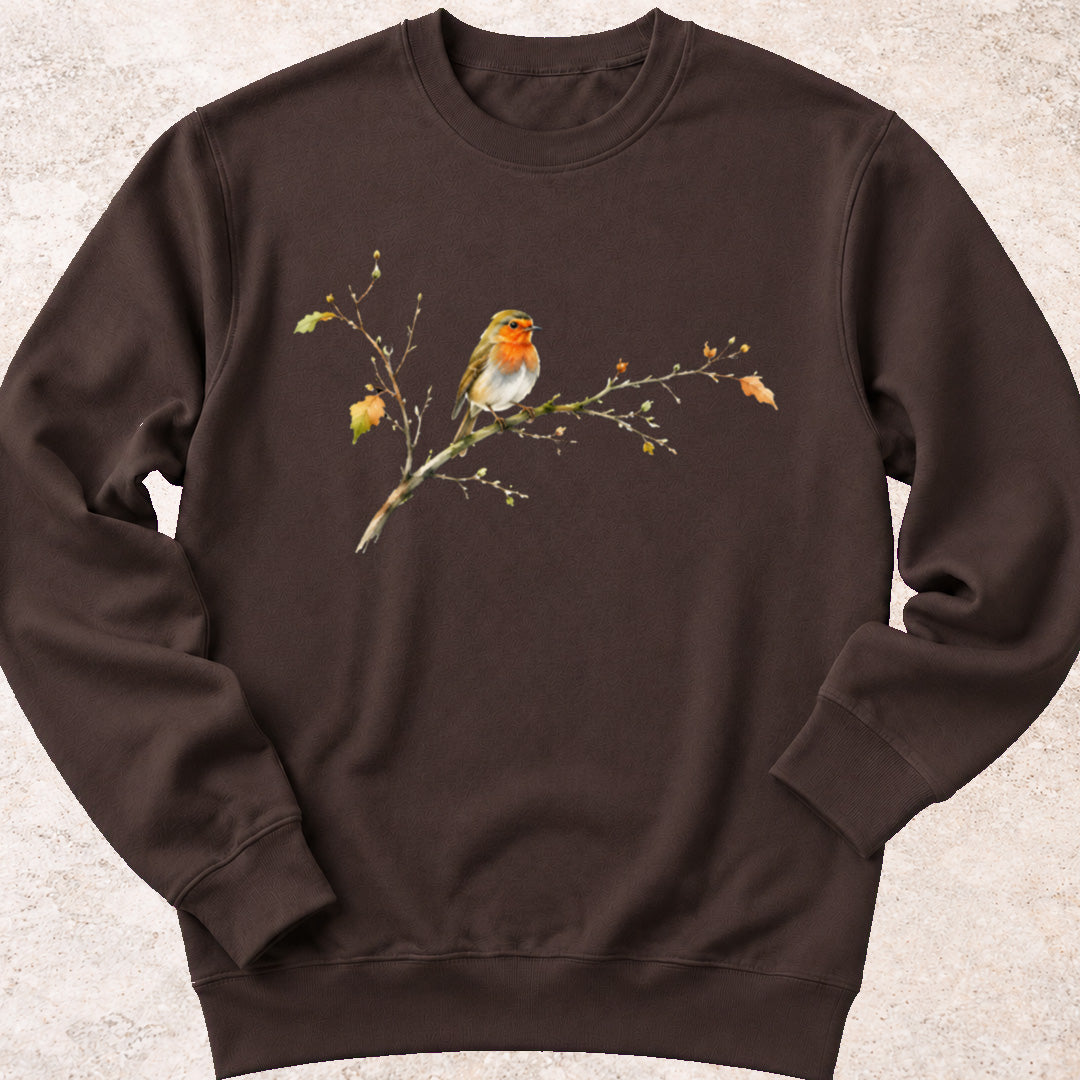 Roodborsjte op Herfsttak Sweatshirt