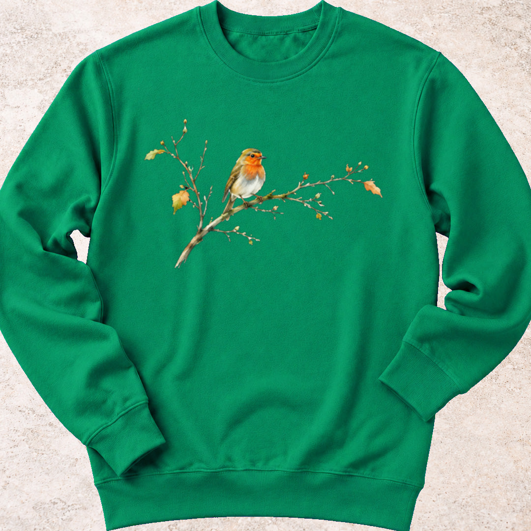 Roodborsjte op Herfsttak Sweatshirt