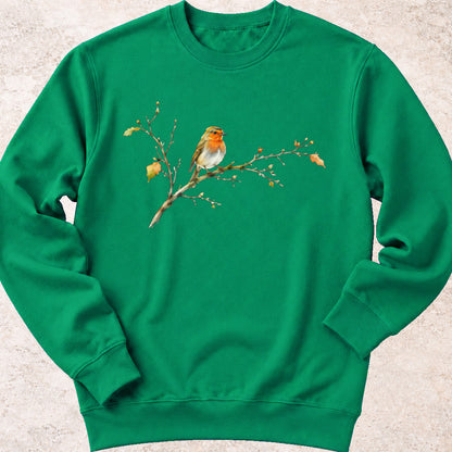 Roodborsjte op Herfsttak Sweatshirt