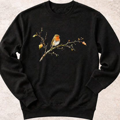 Roodborsjte op Herfsttak Sweatshirt
