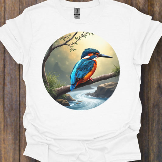 Vissende ijsvogel tijdloos T-shirt
