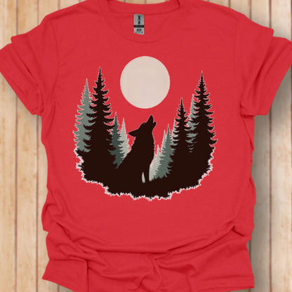 Wolf volle maan T‑Shirt