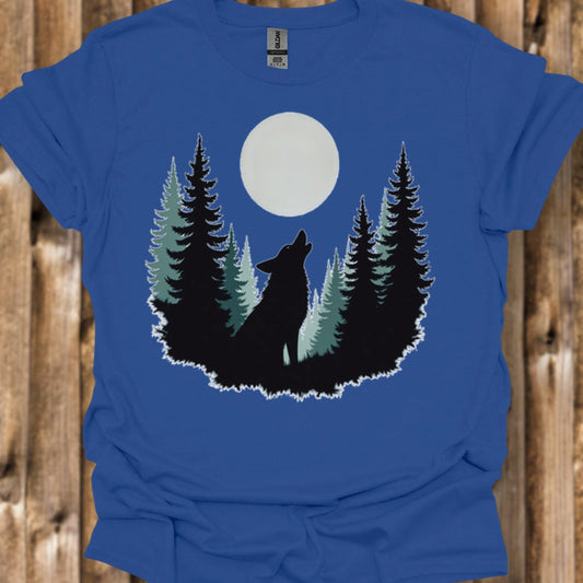 Wolf volle maan T‑Shirt