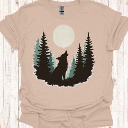 Wolf volle maan T‑Shirt