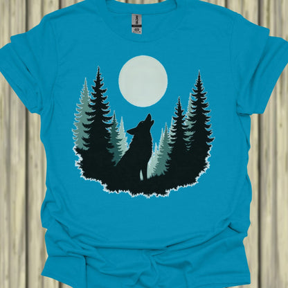 Wolf volle maan T‑Shirt