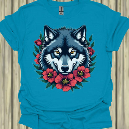 Wolf Rode Bloemen T‑Shirt