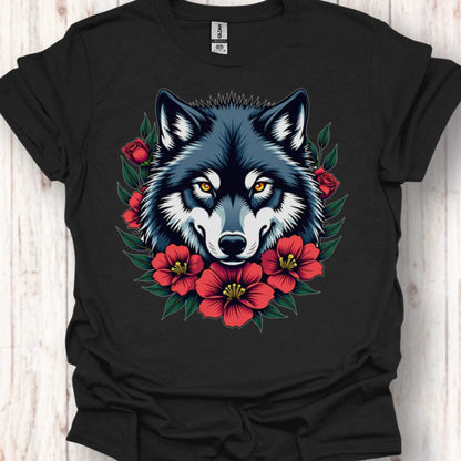 Wolf Rode Bloemen T‑Shirt