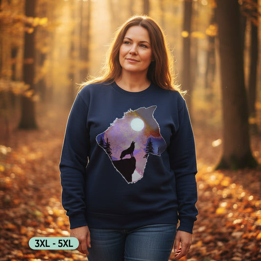 Wolf volle maan double exposure Sweatshirt+