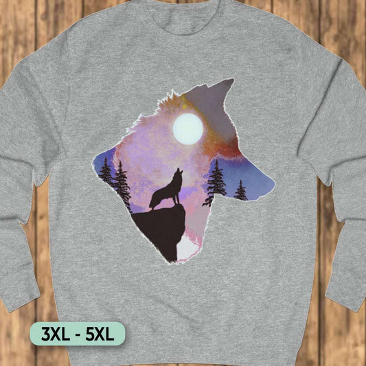 Wolf volle maan double exposure Sweatshirt+
