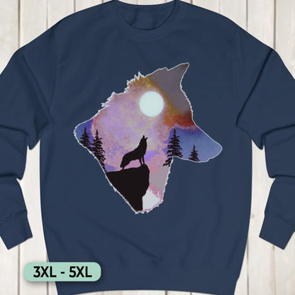 Wolf volle maan double exposure Sweatshirt+