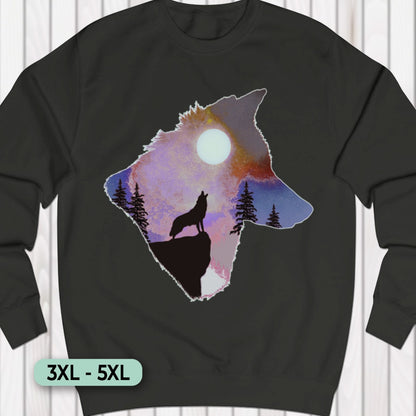 Wolf volle maan double exposure Sweatshirt+