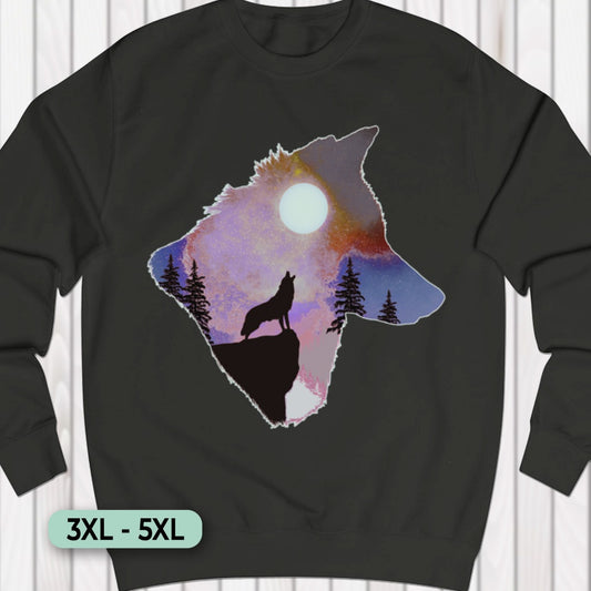 Wolf volle maan double exposure Sweatshirt+