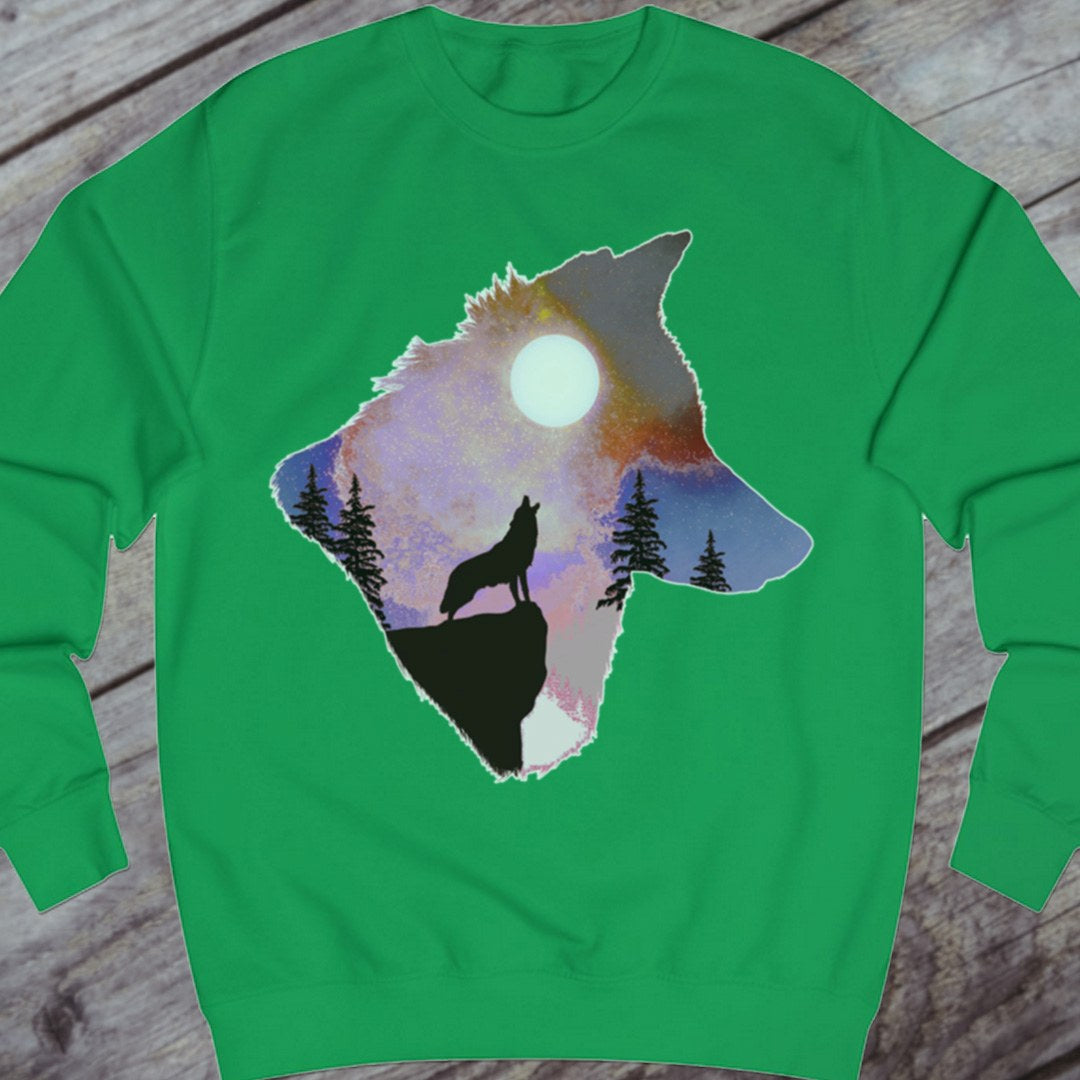 Wolf full moon double exposure sweatshirt