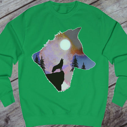 Wolf full moon double exposure sweatshirt