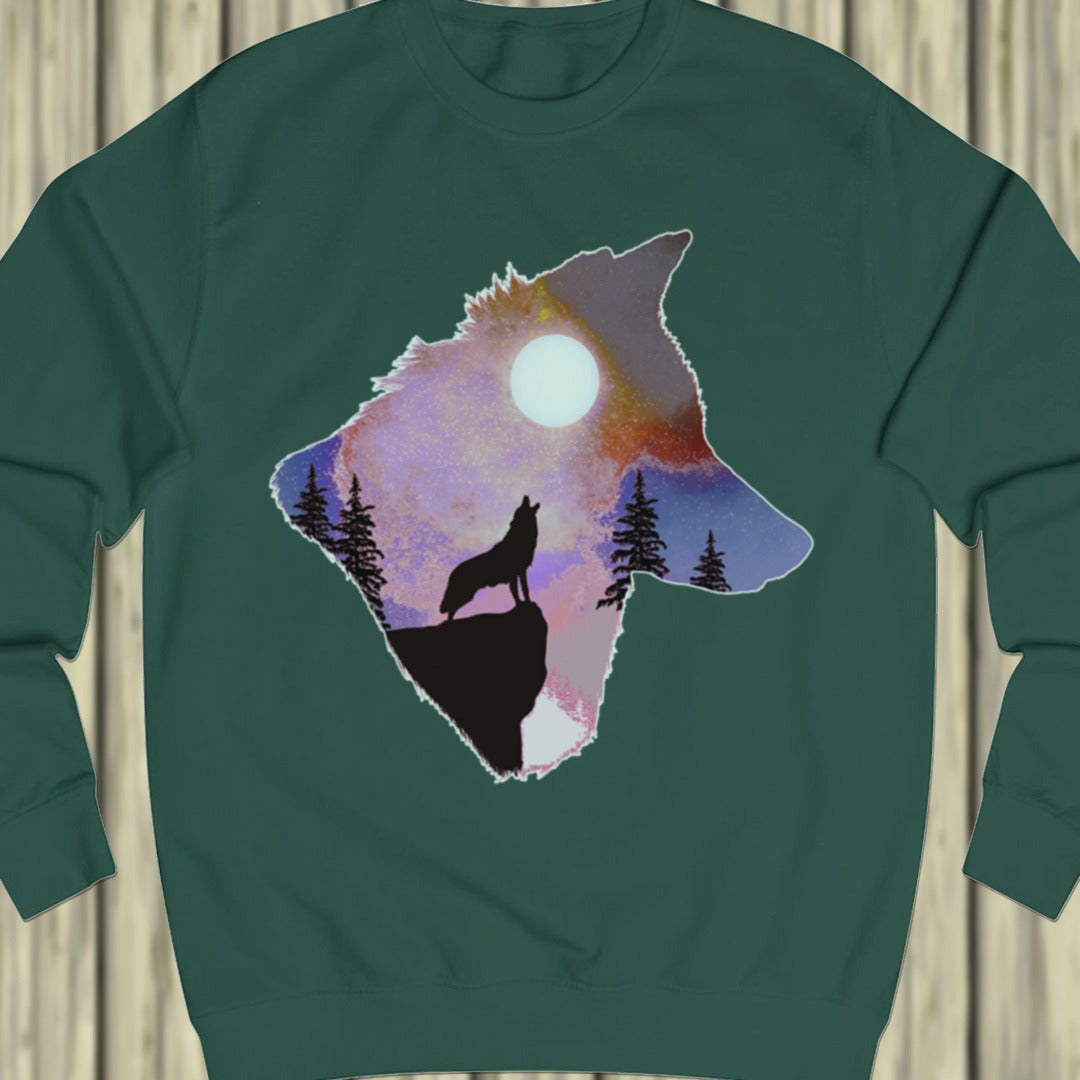 Wolf full moon double exposure sweatshirt