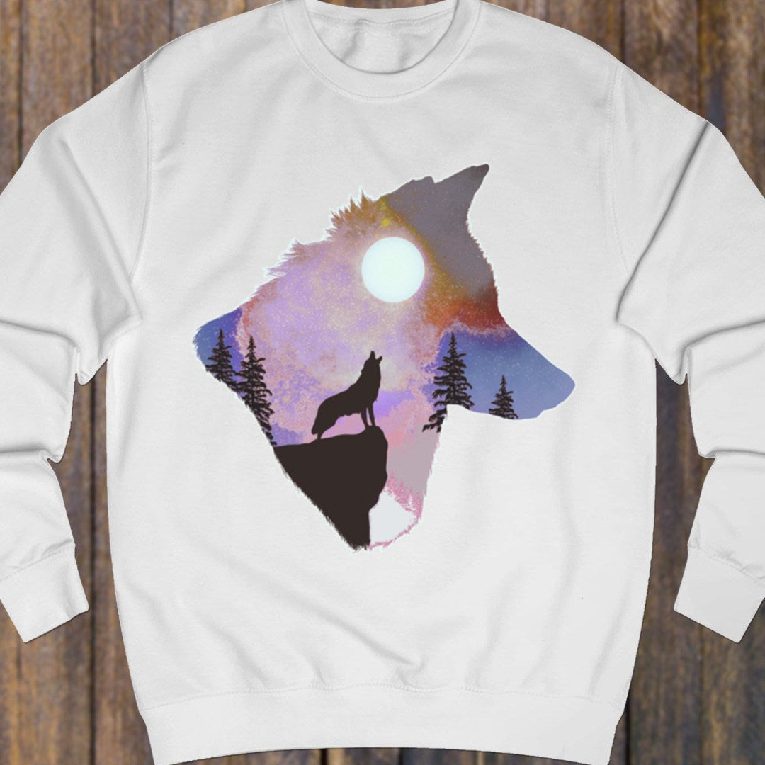 Wolf full moon double exposure sweatshirt