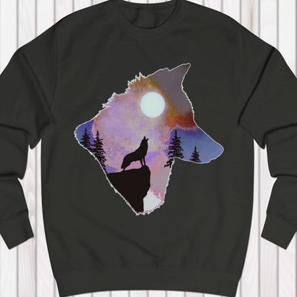 Wolf full moon double exposure sweatshirt