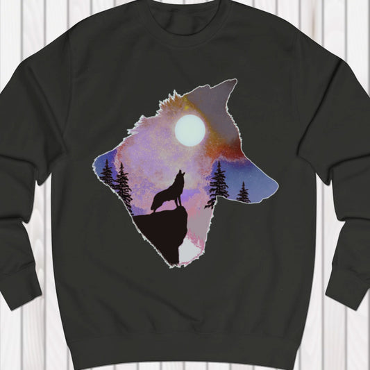 Wolf full moon double exposure sweatshirt