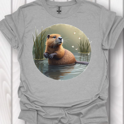 Bever met vlinders T‑Shirt