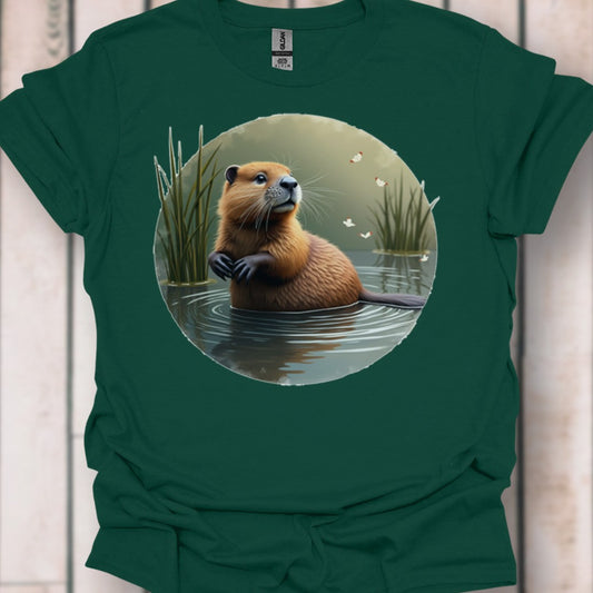 Bever met vlinders T‑Shirt