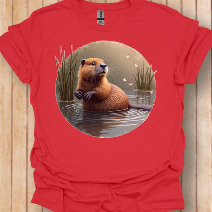 Bever met vlinders T‑Shirt