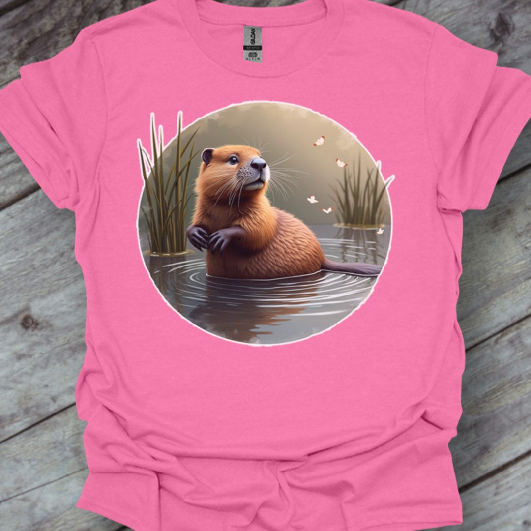 Bever met vlinders trendy T-shirt