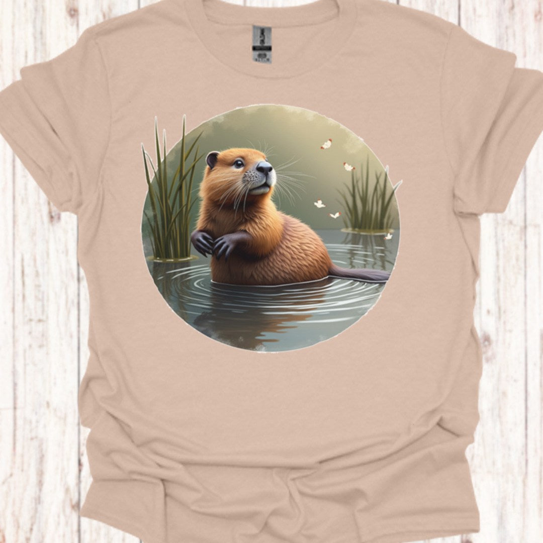 Bever met vlinders T‑Shirt