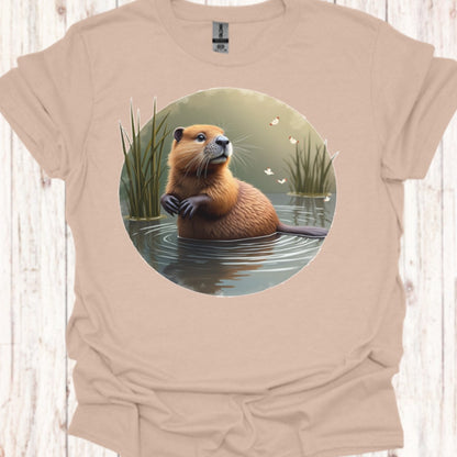 Bever met vlinders T‑Shirt