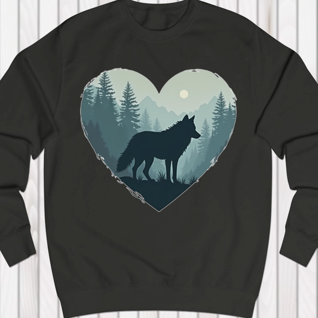Wolf heart shape sweatshirt
