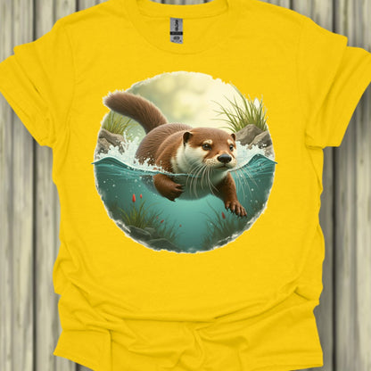 Swimming otter trendy T-shirt