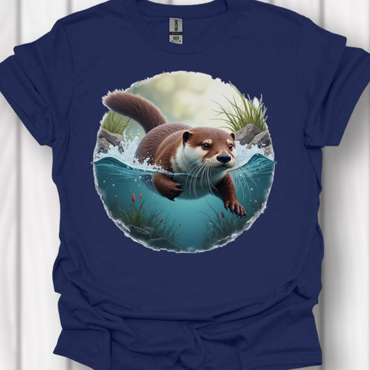 Zwemmende otter tijdloos T-shirt