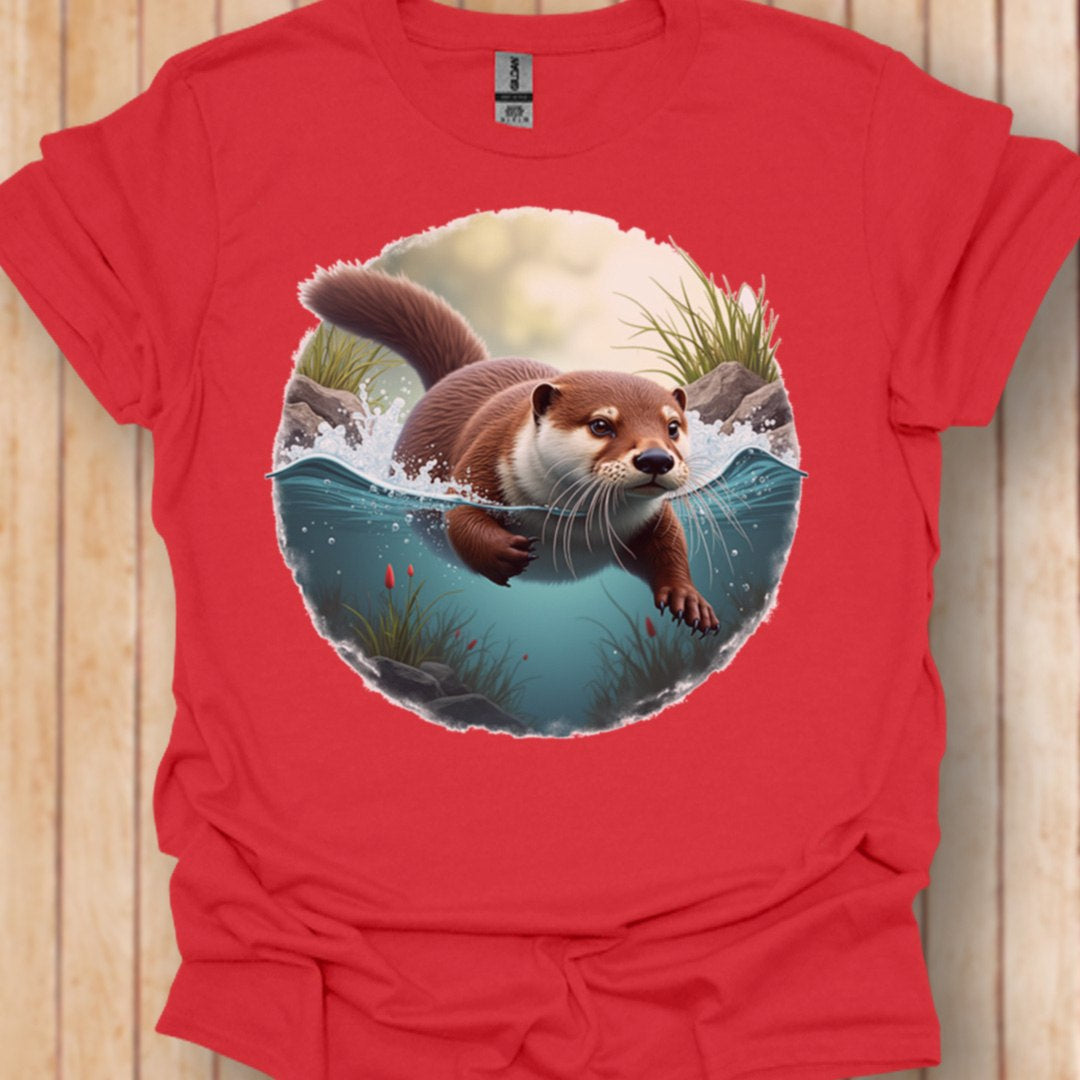 Swimming otter trendy T-shirt