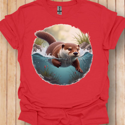 Swimming otter trendy T-shirt