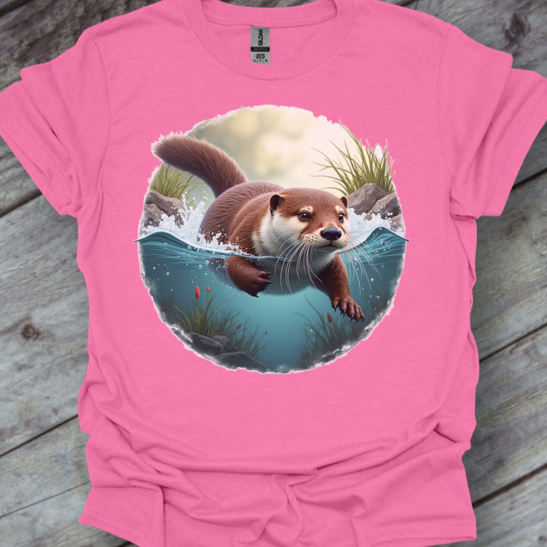 Swimming otter trendy T-shirt