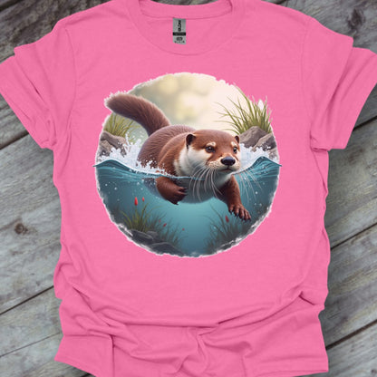 Swimming otter trendy T-shirt