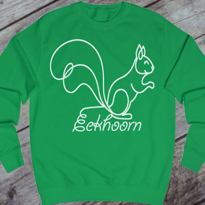 Eekhoorn lijntekening wit sweatshirt