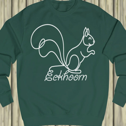 Squirrel line drawing white sweatshirt