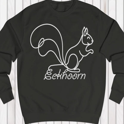 Eekhoorn lijntekening wit sweatshirt