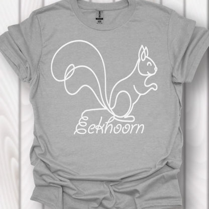 Eekhoorn lijntekening wit T‑Shirt