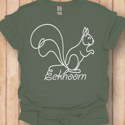 Eekhoorn lijntekening wit T‑Shirt