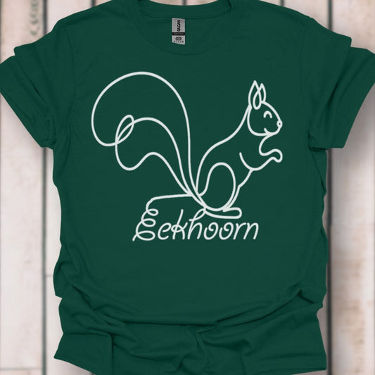 Eekhoorn lijntekening wit T‑Shirt