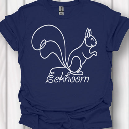 Eekhoorn lijntekening wit T‑Shirt